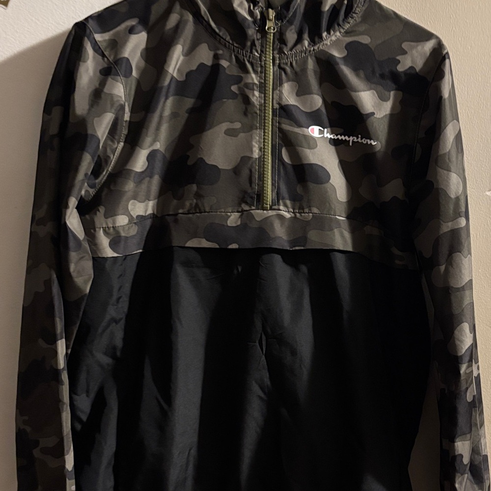 Champion Olive Camo and Black Half-Zip Pullover